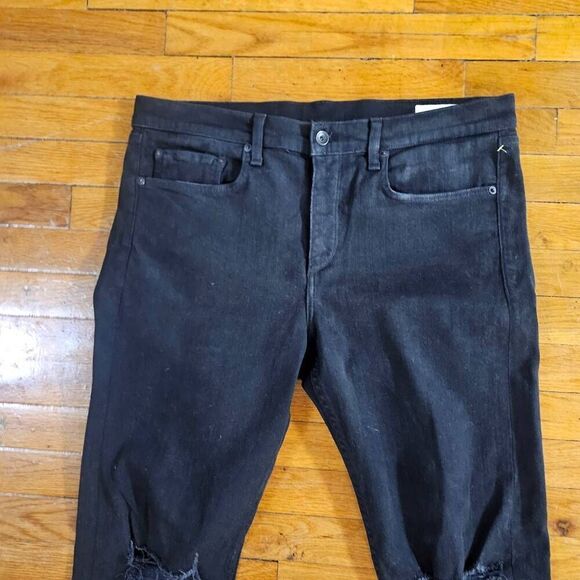 Rag & Bone Mens Jeans 36x33 Black Standard Issue 1 Skinny Stretch - Picture 2 of 10